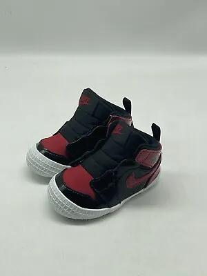 Nike Jordan 1  Patent Bred  Crib Booties - 3.5 UK / 4C US /EU 19.5 - AT3745-063 • £24.99