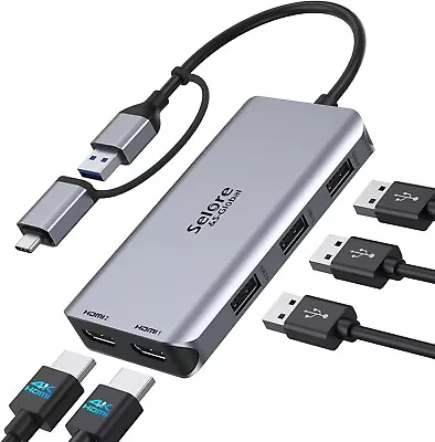 Selore USB 3.0 Docking Station Dual 4K HDMI Triple Display For MacBook Pro/Air • £16.49