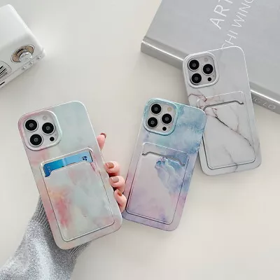$7.80 • Buy Shockproof Marble Card Holder Case Cover For IPhone 13 12 Pro Max 11 XR XS 8 7