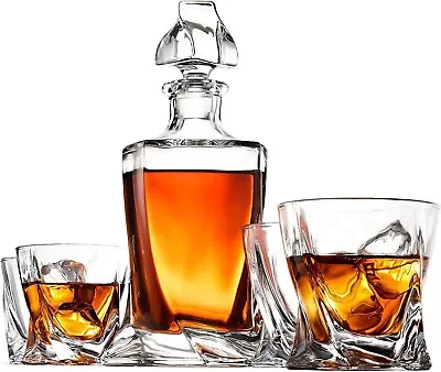 5 Pcs Whiskey Decanter (28 Oz) And Glasses Set Liquor Scotch Bourbon Bottle • $66.99