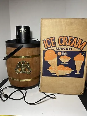 Vintage Dolly Madison Electric Ice Cream Freezer Maker 4 Qt Wood Eagle Bucket VG • $75