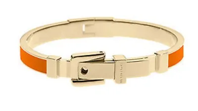 MICHAEL KORS Buckle Enamel Bangle Orange-Goldtone Bracelet MSRP $95 • $49.95