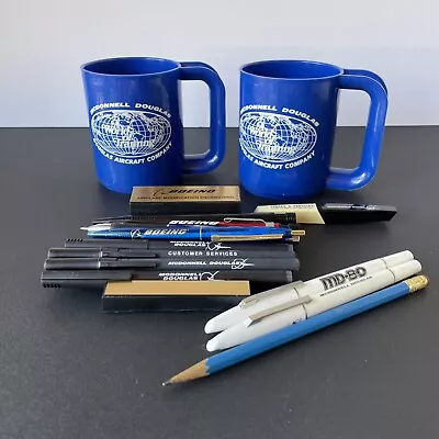 Lot Of Vintage McDonnell Douglas And Boeing Memorabilia Mugs Pens Pencils Note • $49.99