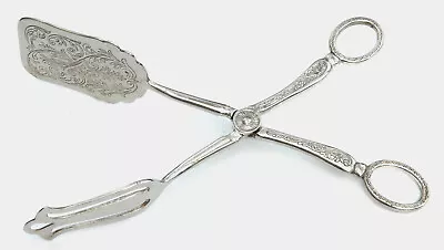 British Made Vintage Silver Plated Cake Server Tongs • £9.99