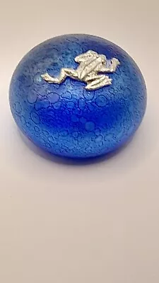 £25 • Buy Heron Glass Blue Pebble Paperweight With Pewter Frog - 6.5 Cm Diam - Gift Box