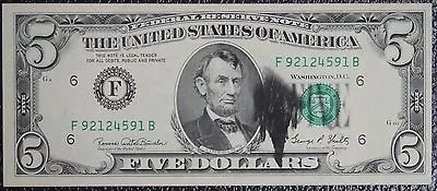 THE UNITED STATES OF AMERICA -1969C $5 Federal Reserve Note -MAJOR INK SMEAR • $129.99