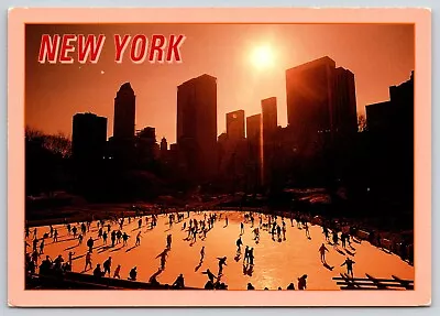 Ice Skating At Wollman Rink Central Park Sunset New York City NY 6x4 Postcard • $4.99