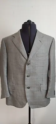 Canali Mens Casual Blazer Jacket 3 Button Pure Cashmere Grey Plaid Size 54 44 • £19.99