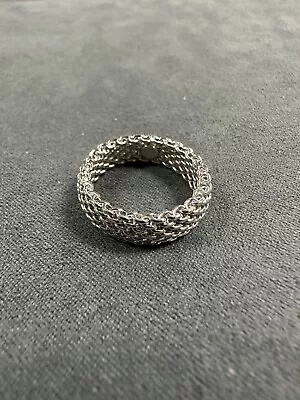 Tiffany & Co 18K White Gold Somerset Mesh Ring Size 5.5 • $549.99