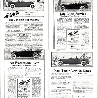 X4 LOT 1916-1917 Mitchell Lewis Motor Car Full Page Print Ads Mid Year Six 1H • $12.25