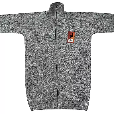 NEW Men Handmade ANDEAN ALPACA Solid Gray Zip Sweatshirt Sweater L • $49.95