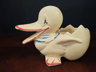 McCoy Pottery Deco Duck Egg 6.5  Flower Pot Planter Original Cold Paint MCM • $25.50