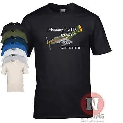 P-51 Mustang  Gunfighter  T-shirt USAF Fighter Aircraft World War 2 • £14.99