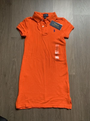 £22.99 • Buy New Polo Ralph Lauren Girls Orange Polo Dress Size 7 Years 100% Cotton