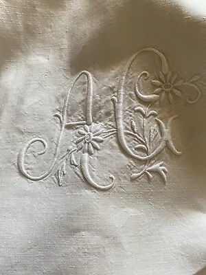 Vintage Metis Sheet With Embroidered Monogram And Ladder Work Approx230 X 300cm • £45