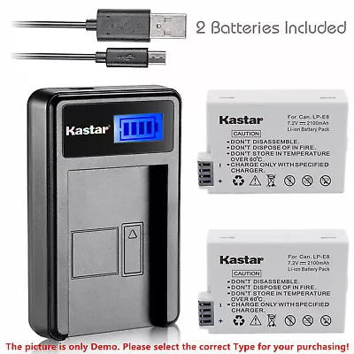 Kastar Battery LCD USB Charger For Canon LP-E8 & Canon EOS Rebel T5i Digital SLR • $8.59