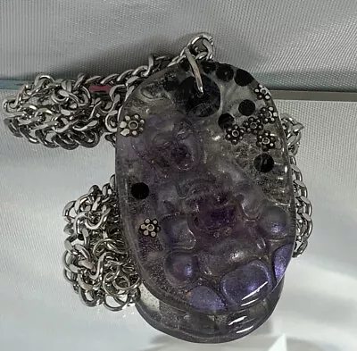 Handmade Resin Quan Yin Buddha Goddess Purple Amethyst Stones Stainless Steel • $35