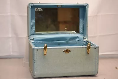 VINTAGE SAMSONITE CARRY ON COSMETIC W/MIRROR STYLE 4212 13 X 8.5 X9  TURQUOISE • $14.99