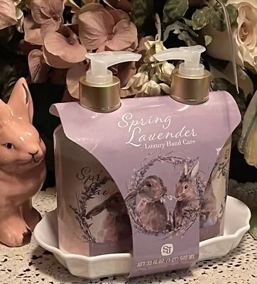 Spring Lavender Luxury Hand Care/Caddy; Handwash/Lotion Dispensers; Bunny Design • £18.79