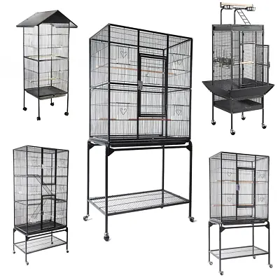 Rolling Large Bird Cage Cockatiel Conure Aviary W/Detachable Stand Storage Perch • $157.99