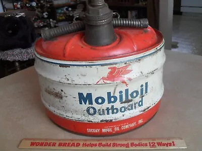 Vintage Mobiloil 2.5 Gallon Outboard Gas Can - Flying Pegasus - Socony Mobil Oil • $150