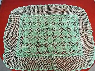 One New Crochet Cushion Cover - Green. Excellent Condition. Lovely Pattern.  • £4.75