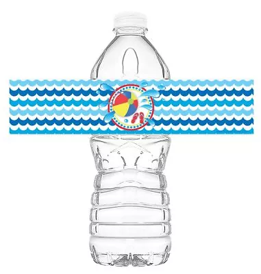 Pool Party Bottle Wraps - 20 Water Bottle Labels - Pool Party Decorations - • $9.99