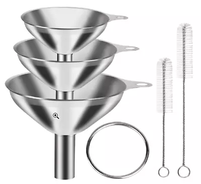 6-Piece Stainless Steel Canning Funnel Set ForLiquore Spice - Wide Mouth Funnel • $11