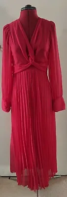 Zara Red/ Fuchsia Pleated Midi Dress Size S RRP £49.99 • £23.99