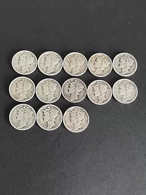 Mercury Silver Dimes Lot Of 13 Various Years • $27