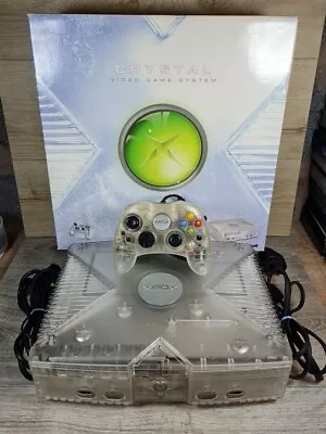 FAULTY Microsoft XBOX Limited CRYSTAL EDITION Console Controller + Cables Boxed • £89.95