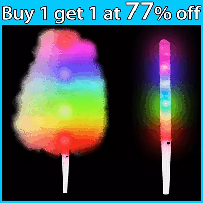 LED Cotton Candy Floss Glow Sticks Light Flashing Stick Cone Kids Party Fun UK • £3