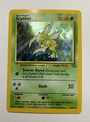 Scyther 10/64 Jungle Holo Rare Unlimited Pokémon TCG WotC • $17