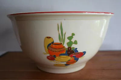 Vintage Homer Laughlin Kitchen Kraft MEXICANA Oven Serve Mixing Bowl 8.5  Wide • $121.95