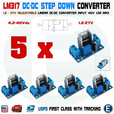 5pcs LM317 DC-DC Converter Adjustable Linear Regulator Step Down Circuit Board • $6.08
