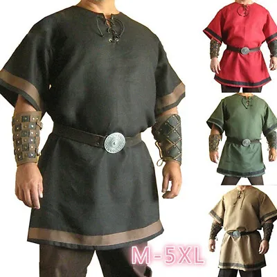 Men Medieval Royal Tunic Top Shirt Viking Pirate Knight Cosplay Stage Costumes • $19.31