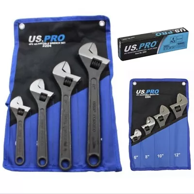 US. PRO 4pc Adjustable Wrench / Shifting Spanner Set 6” 8” 10” 12” NEW 2204  • £18.89