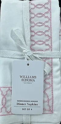 Williams-Sonoma Embroidered Lattice Napkins Set/4 In Pink • $25