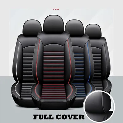 $64.49 • Buy 5 Seats Universal Car Seat Covers Deluxe PU Leather Seat Cushion Full Set Cover