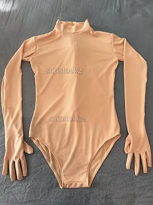 Men Women's Long Sleeve Flesh Skin Turtleneck Ballet Dance Leotards Gymnastics • $16.19