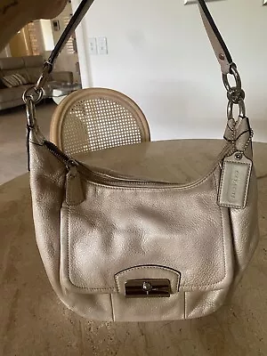 Beige Pearl Coach Handbag • $80