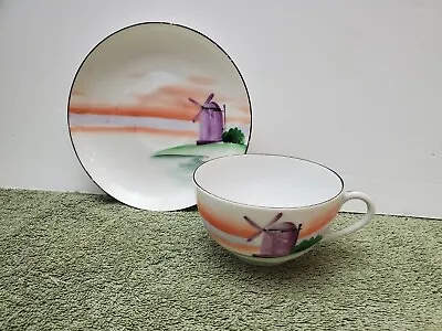 Meito China Hand Painted Japan Windmill Tea Cup & Saucer • £4.74