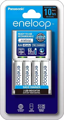 Panasonic AA Eneloop Overnight Basic Battery Charger 1-Pack + Eneloop AA Pre... • $81.23
