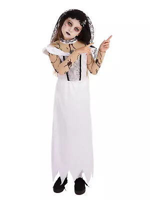 Girls Zombie Bride Costume Wedding Dress Ghost Horror Halloween Kids Fancy Dress • £16.72