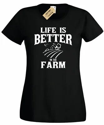 £10.95 • Buy Womens Life Is Better On The Farm T Shirt Country Redneck Ladies Top Gift