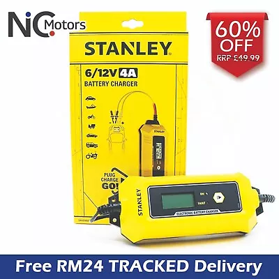 STANLEY Car Battery Charger 12V 6V 4A Fast Automatic Smart Pulse Repair AGM GEL • £20.97