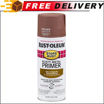 Rust-Oleum Stops Rust Spray Paint Oil-Based 12-Ounce Flat Rusty Metal Primer • $9.99