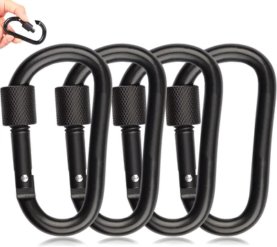 £7.25 • Buy MABUSIYI 4PCS D-ring Carabiner Clip With Screw Lock, 8cm/3inch Heavy Duty Alloy