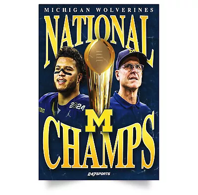 Michigan Wolverines Football Playoff 2023 National Champions Poster Decor Home • $19.99