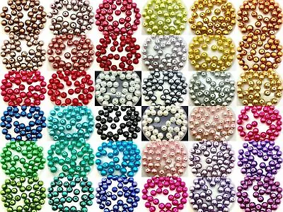 10mm Glass Faux Pearls - Pack Of 40 Round Pearl Beads - Choice Of 100 Colours • £2.59